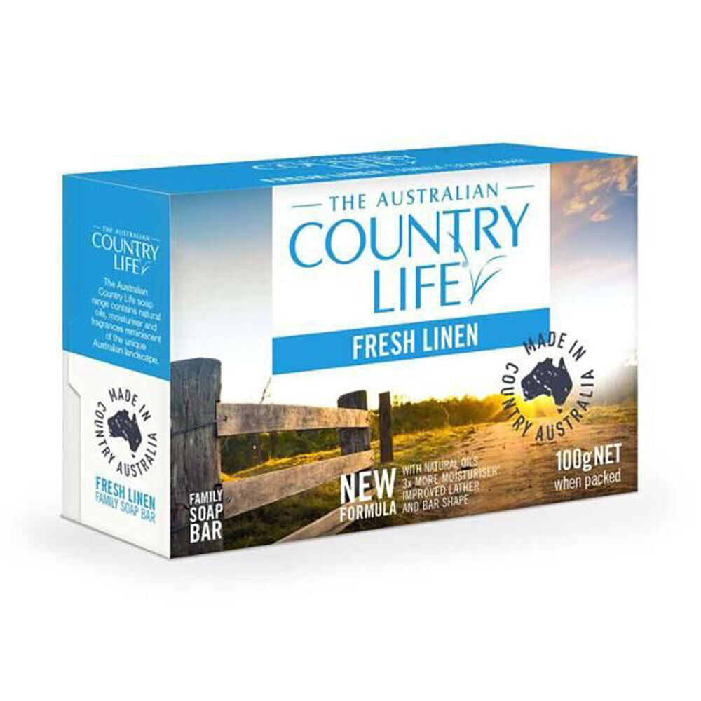 24PK Country Life Cleansing & Moisturising Fresh Linen Family Bar Soap 100g
