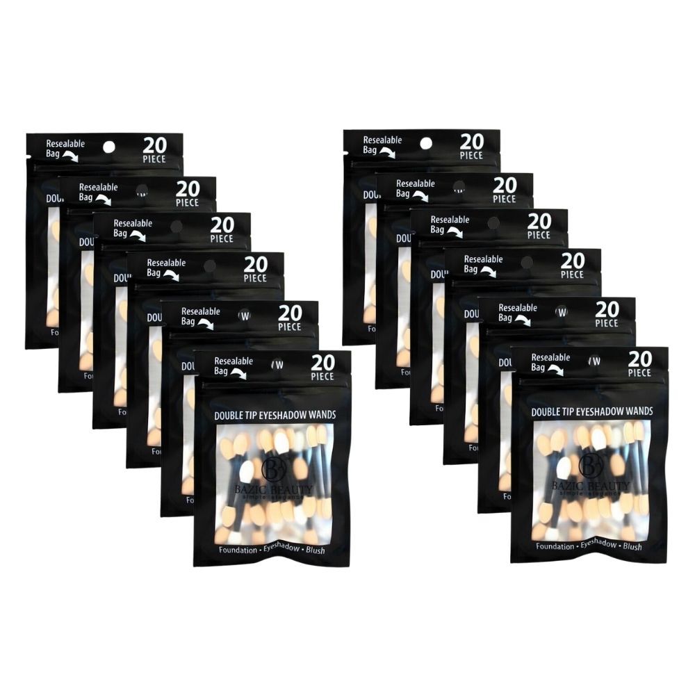 12x 20pc Bazic Beauty Double Tip Eyeshadow Wands Set Eye Makeup Applicator