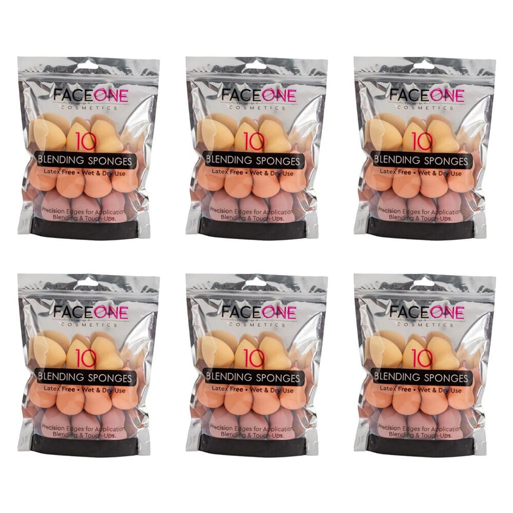 6x 10pc Faceone Beauty Blender Makeup Sponge Puff Foundation Applicator