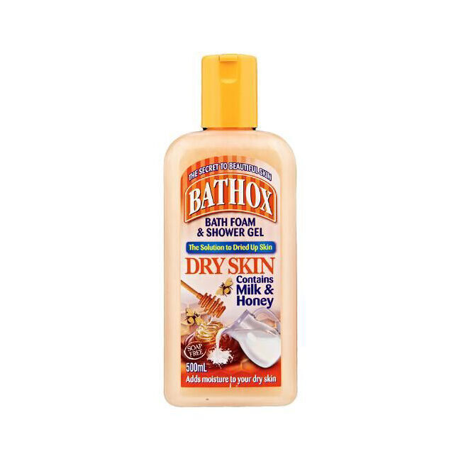 8PK Bathox Bath Foam Shower Gel Milk & Honey 500ml For Dry Skin