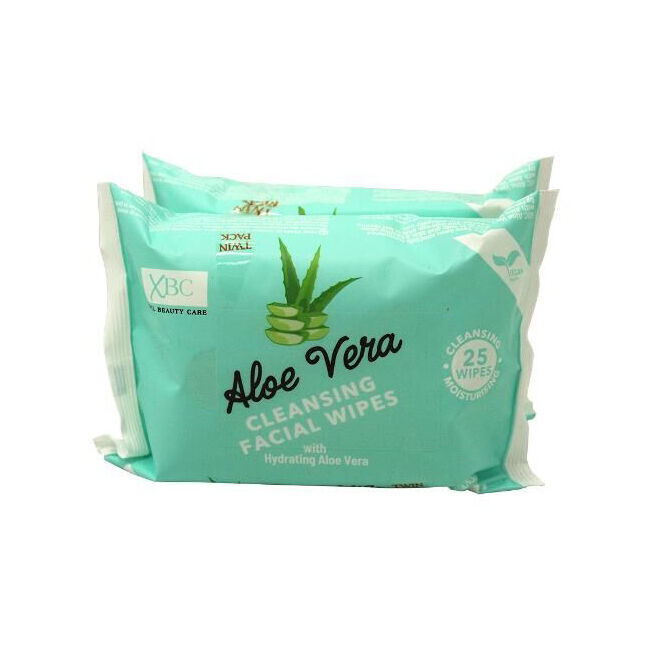 12PK XBC Aloe Vera Cleansing Facial Wipes Twin Pack Beauty Skin Care