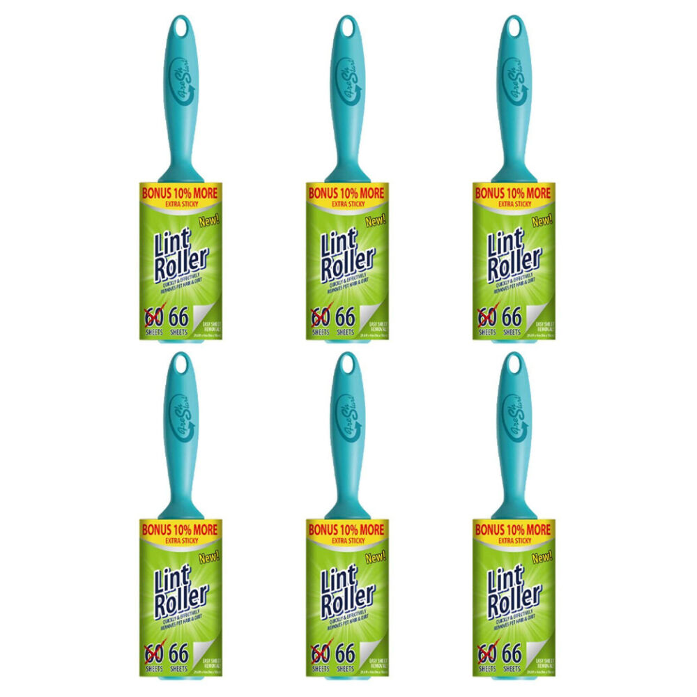 6PK Fresh Start 66-Sheet Lint Roller Pet Hair/Dirt Remover Extra Sticky