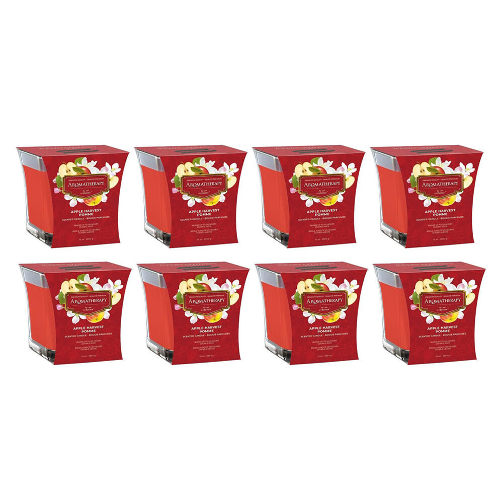 8PK Air Fusion Glass Scented Candle Apple Harvest Red Home Room Fragrance
