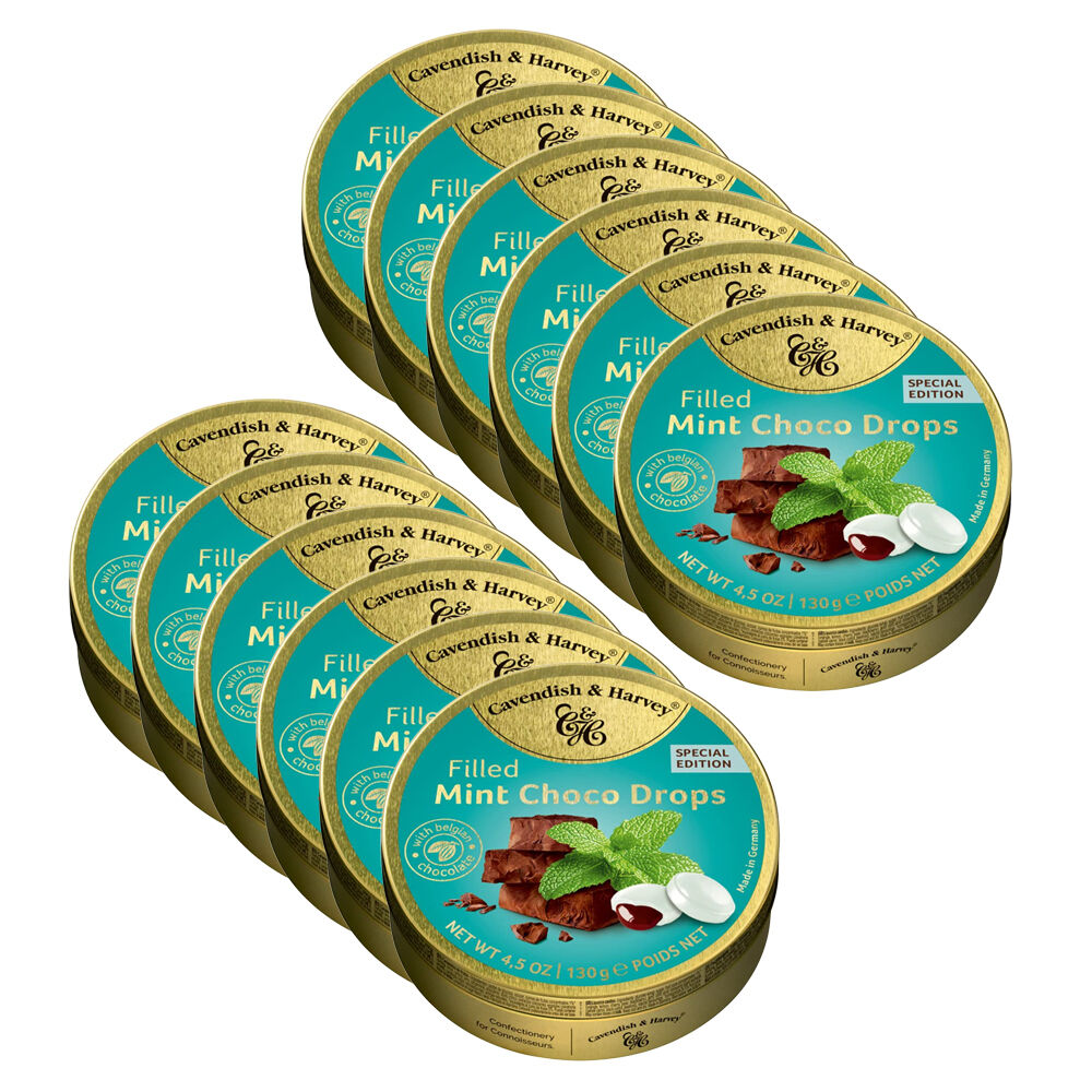 12PK Cavendish & Harvey Mint Choco 130g Candy Lollies Sweet Confectionery