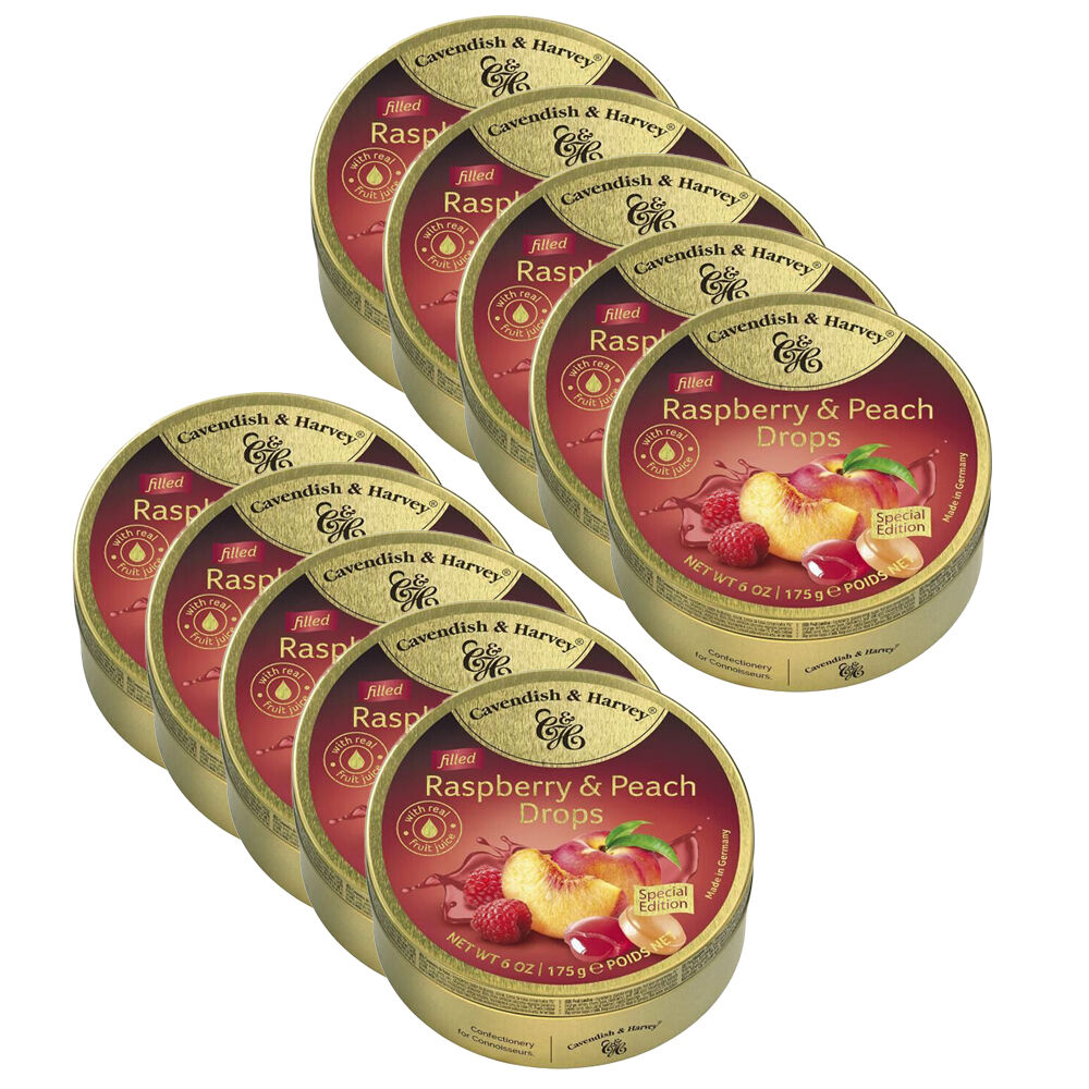 10PK Cavendish & Harvey Raspberry Peach 175g Candy Lollies Sweet Confectionery