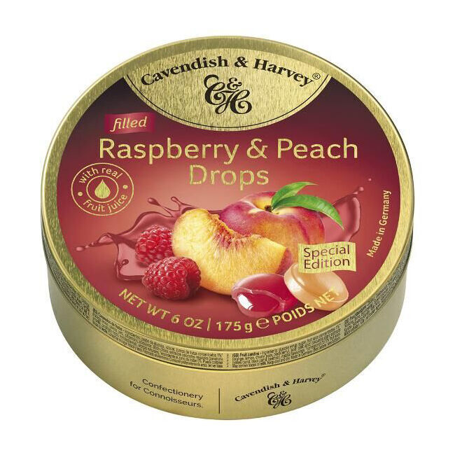 10PK Cavendish & Harvey Raspberry Peach 175g Candy Lollies Sweet Confectionery