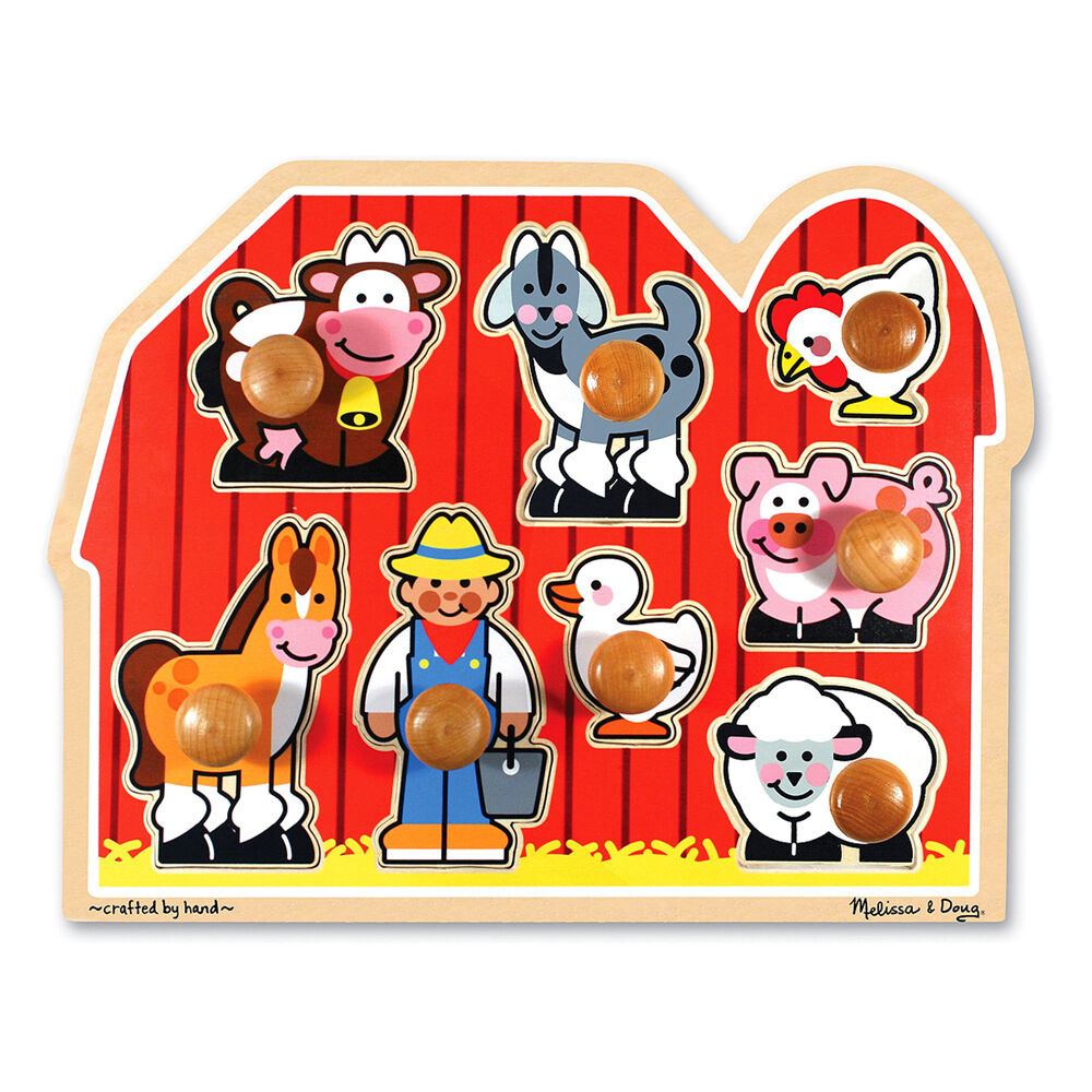 8pc Melissa & Doug Large Farm Jumbo Knob Wood Puzzle 37x29cm Kids Toy 12m+