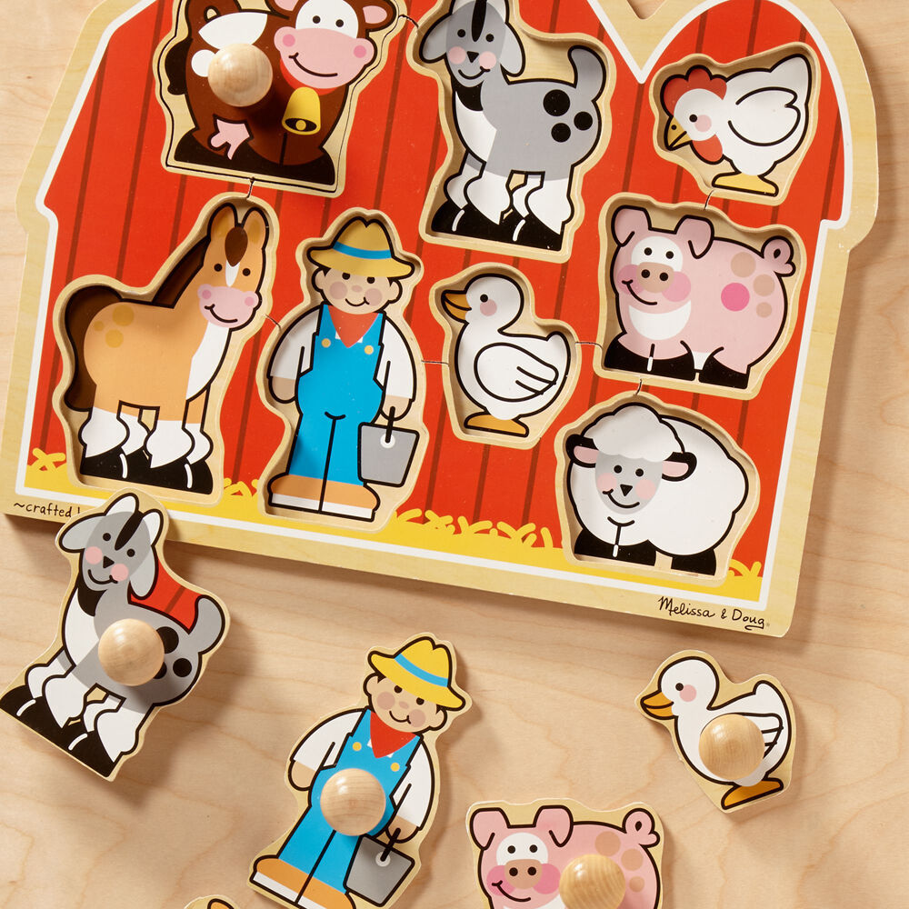 8pc Melissa & Doug Large Farm Jumbo Knob Wood Puzzle 37x29cm Kids Toy 12m+