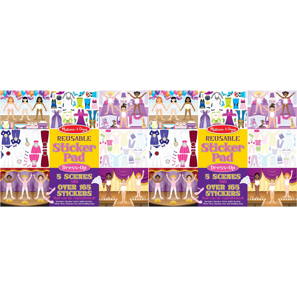 2PK Melissa & Doug Reusable Sticker Pad Dress-Up Kids/Childrens Toy 3y+