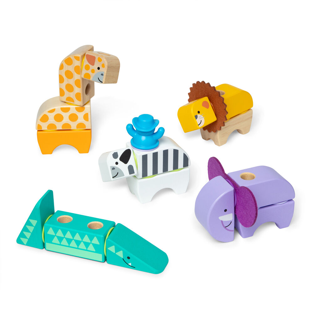 34pc Melissa & Doug Blockables Safari Wooden Blocks Kids Toy Play Set 2y+