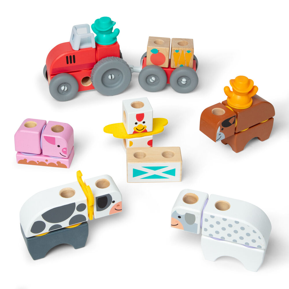 56pc Melissa & Doug Blockables Farm Wooden Blocks Kids Toy Set 2y+