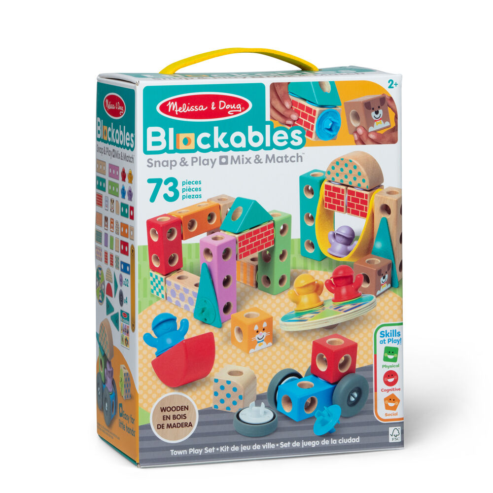 73pc Melissa & Doug Blockables Town Wooden Blocks Kids Toy Play Set 2y+