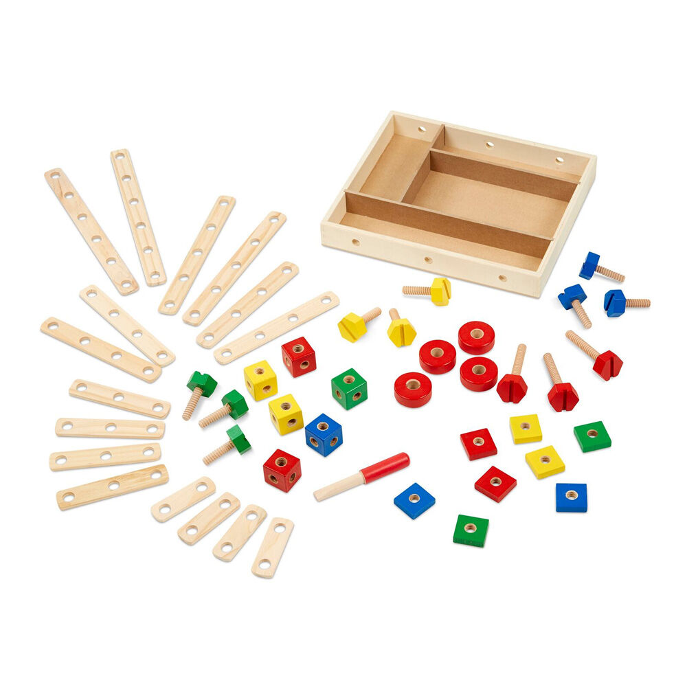 48pc Melissa & Doug Construction Set in a Box Wooden Kids Toy Building Kit 4y+