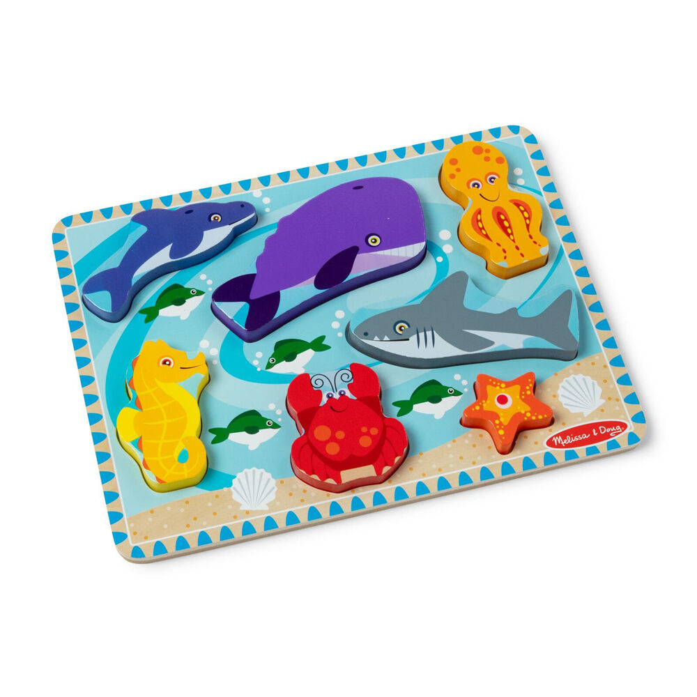 Melissa & Doug Sea Life Chunky Puzzle Extra Thick Wooden Kids Jigsaw 2y+