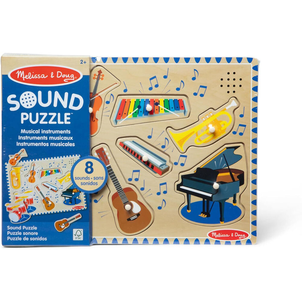 8pc Melissa & Doug Musical Instruments Wooden Sound Puzzle Jigsaw 2y+