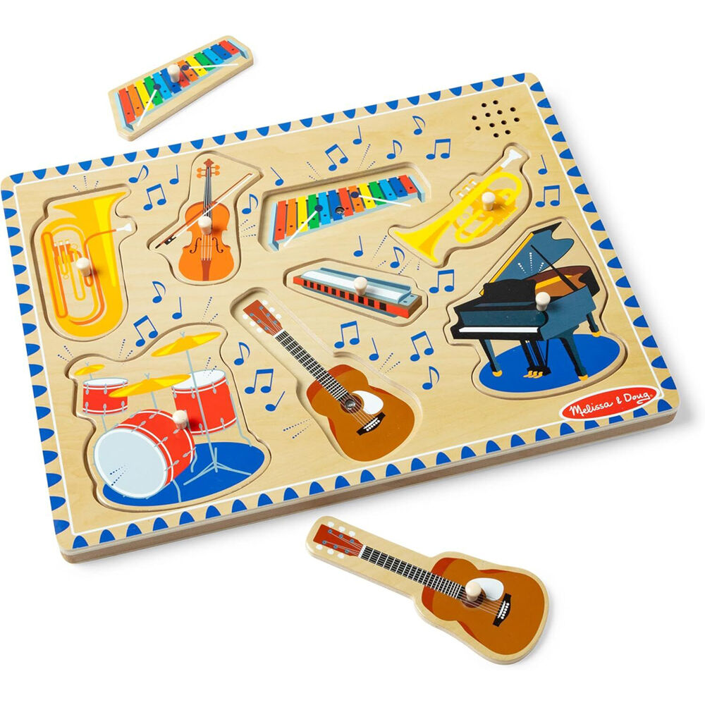 8pc Melissa & Doug Musical Instruments Wooden Sound Puzzle Jigsaw 2y+