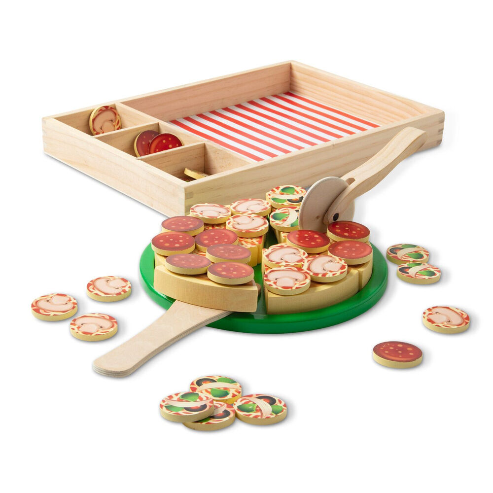42pc Melissa & Doug Pizza Party Play Set Wooden Childrens Toy Multi-Colour 3y+