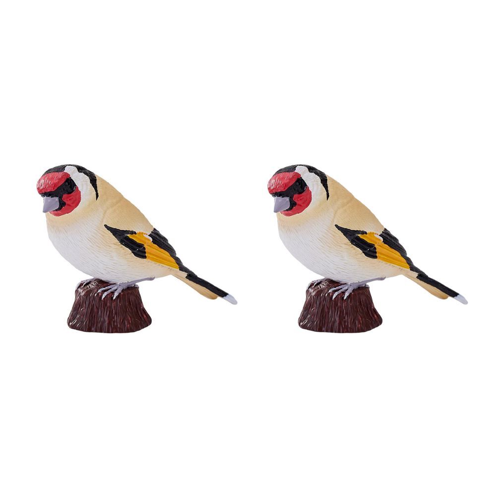 2PK Mojo European Goldfinch 2025 Figurine Bird Sculpture - Red/Yellow