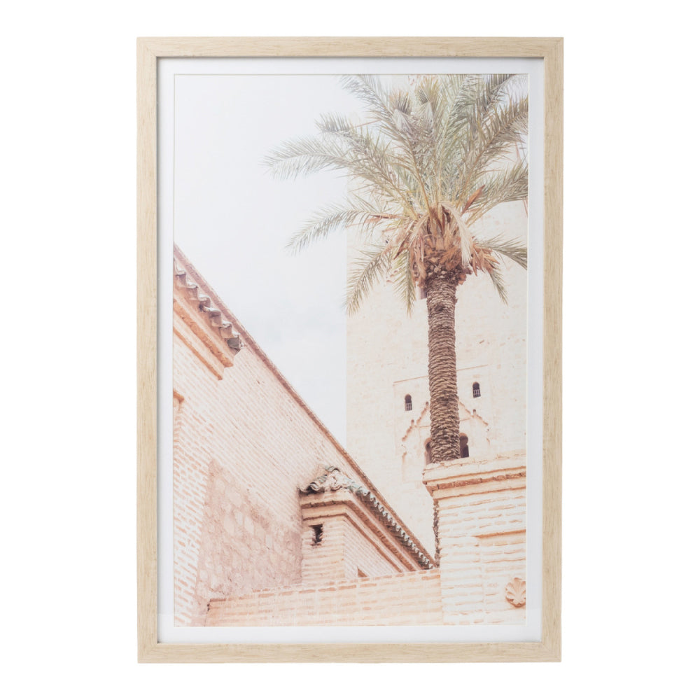 2PK Splosh Modern Oasis Palm Glass Framed Print w/ Hook 40x60cm