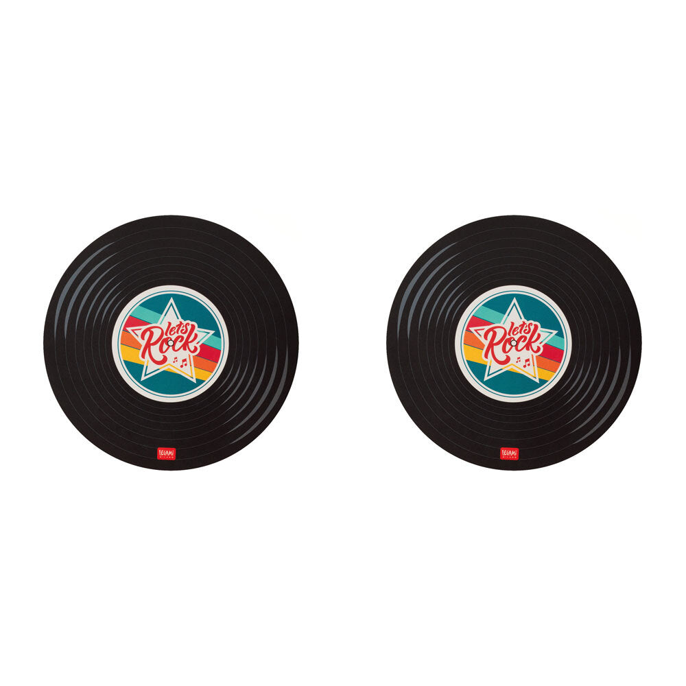 2PK Legami PVC Mousepad Anti-Slip Mouse Mat Round - Vinyl Black