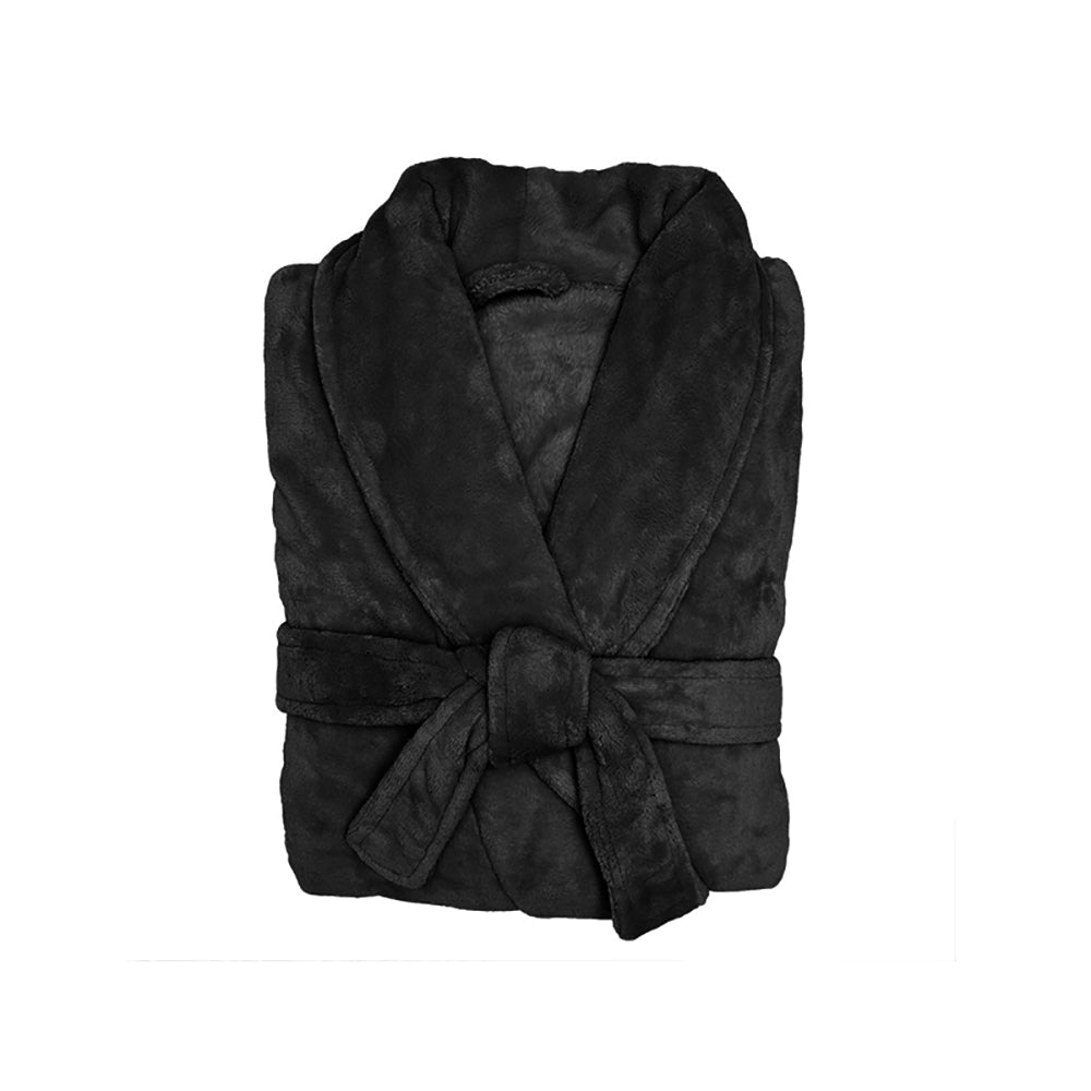 Bambury Womens Microplush Comfy Bath Robe Dressing Gown Size S/M Black
