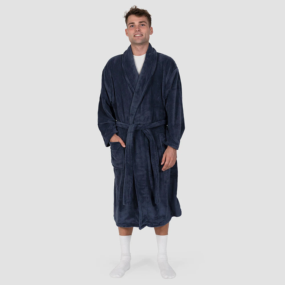 Bambury Womens Microplush Comfy Bath Robe Dressing Gown Size S/M Denim
