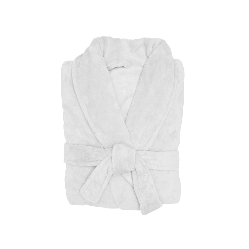 Bambury Womens Microplush Comfy Bath Robe Dressing Gown Size S/M White