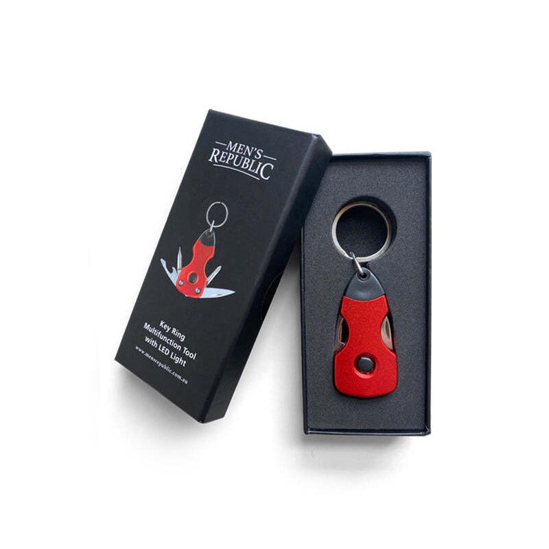 Men's Republic Key Ring Multi Tool DIY Home Gift Set Red