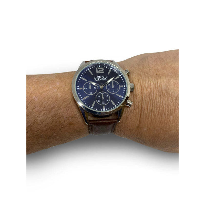 5pc Men's Republic Watch set with 4 Bracelets Blue Face