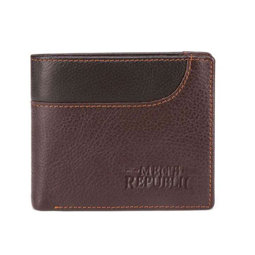 Men's Republic Leather Bifold RFID Protected Wallet - Coffee
