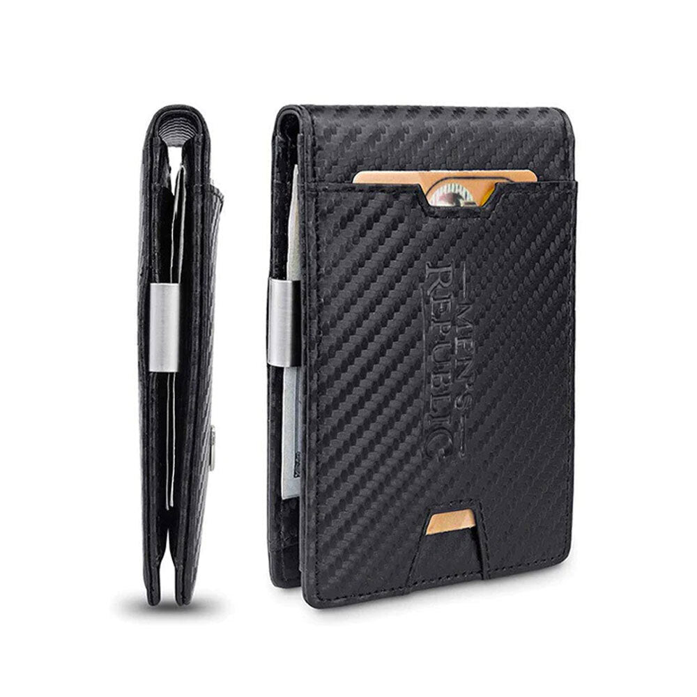 Men's Republic Faux Leather Wallet Money Clip - Black