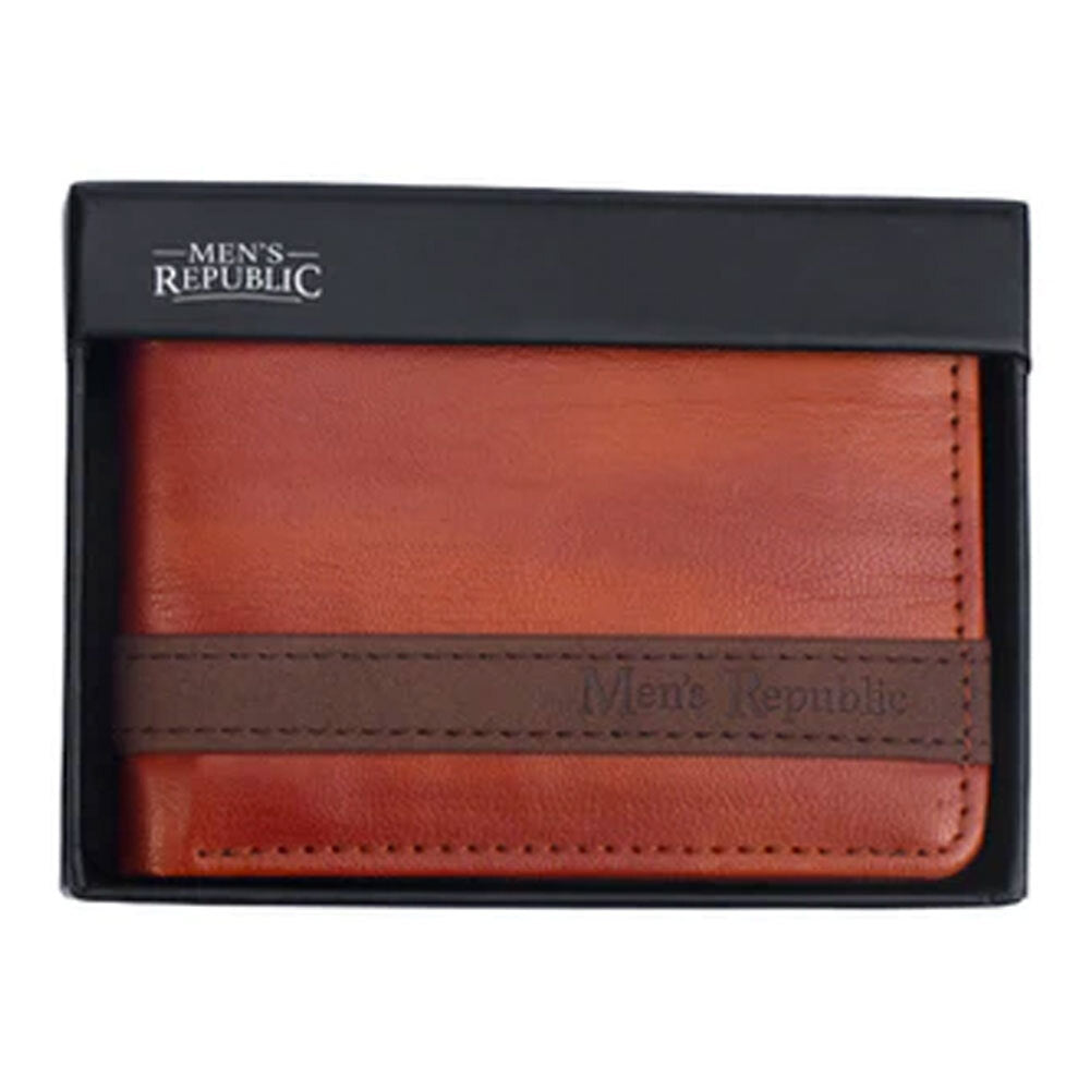 Men's Republic Slick Vegan Leather Money Wallet - Tan