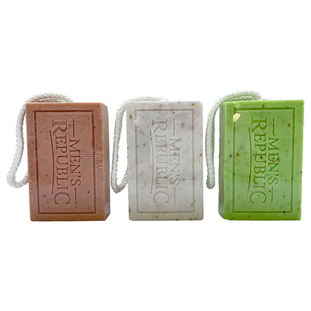 6pc Men's Republic Logo Soap-on-a-Rope Body Bar Soap
