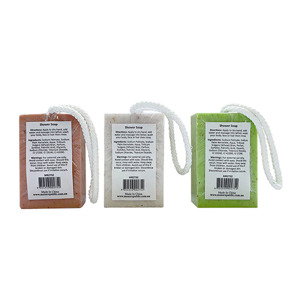 6pc Men's Republic Logo Soap-on-a-Rope Body Bar Soap