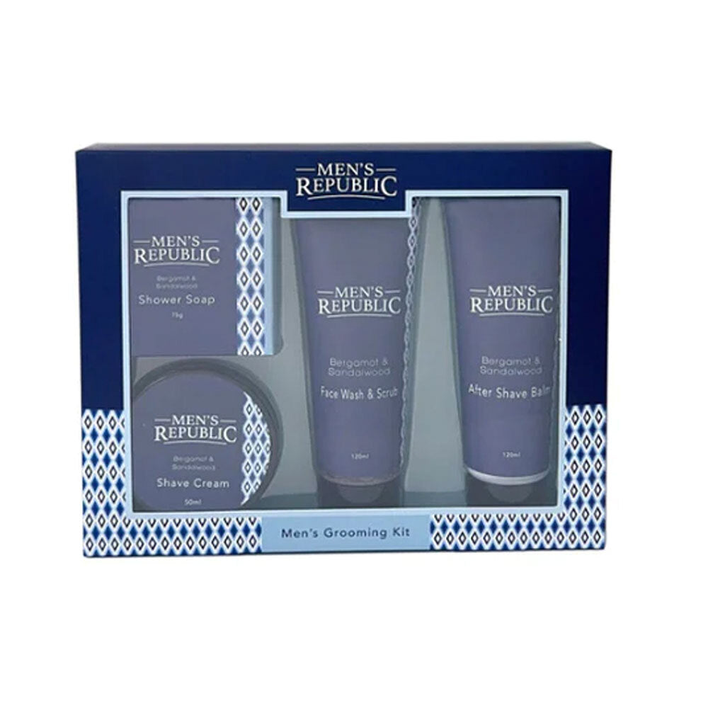 4pc Men's Republic Grooming Kit - Shave and Cleanse
