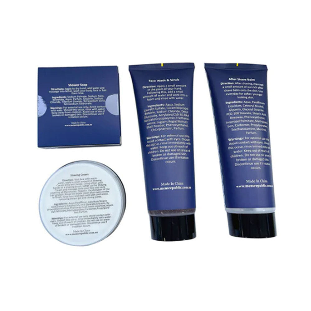 4pc Men's Republic Grooming Kit - Shave and Cleanse