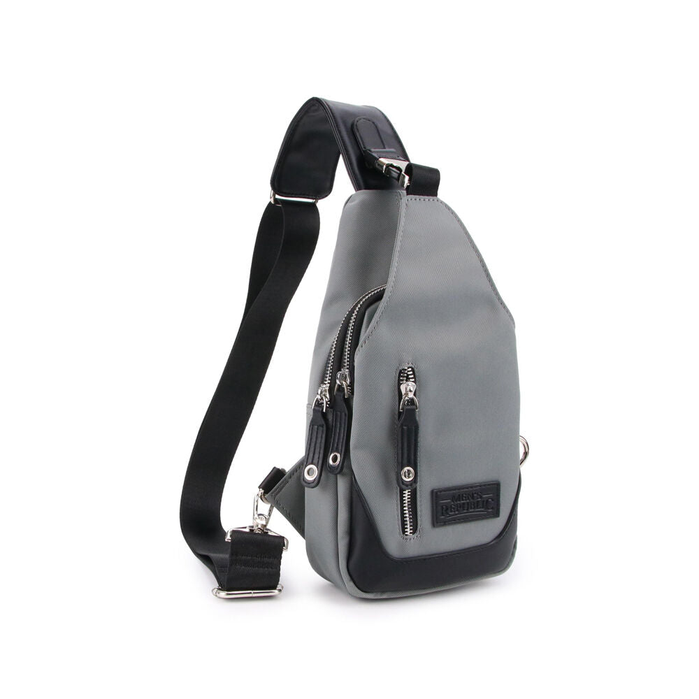 Men’s Republic Nylon Single Strap Backpack Crossbody Bag- Grey & Black
