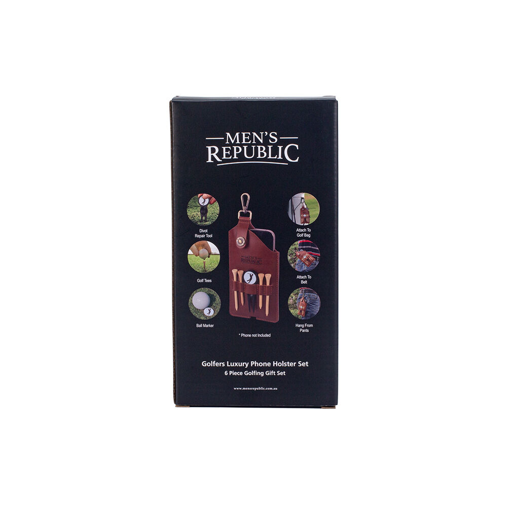 Men’s Republic Golfers Luxury Phone Holster Set and Repair Tool - Brown
