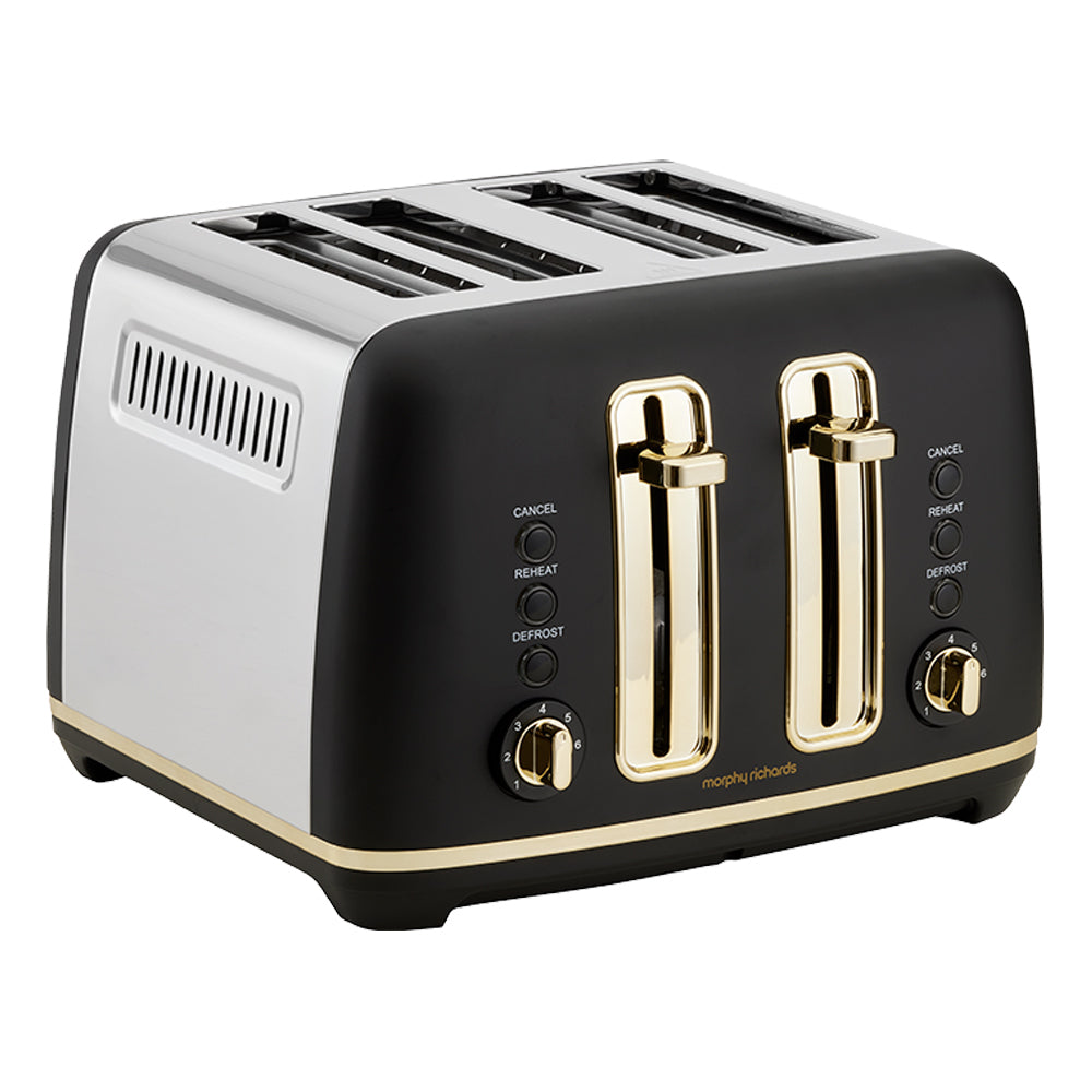 Morphy Richards Ascend 1.5L Pyramid Kettle & 4 Slice Toaster Soft Gold & Black