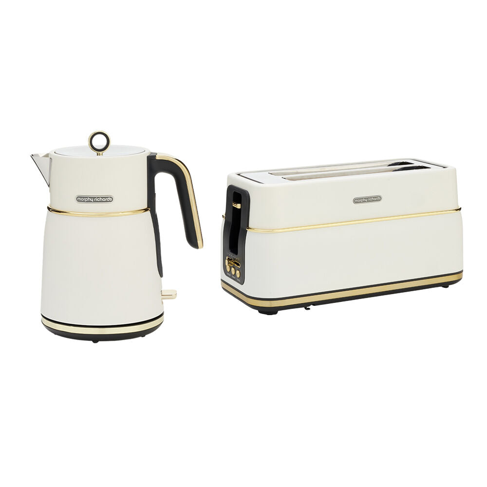 Morphy Richards Signature Soft Gold Kettle 2200W & Toaster 1800W 4 Slice White