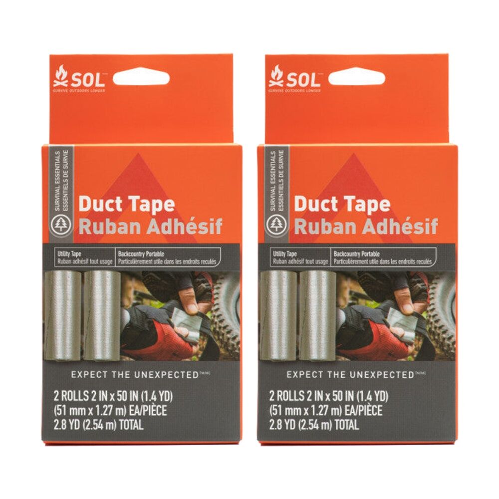 2x 2pc SOL Duct Tape Industrial Strength Backcountry Portable 2 Inch X 50