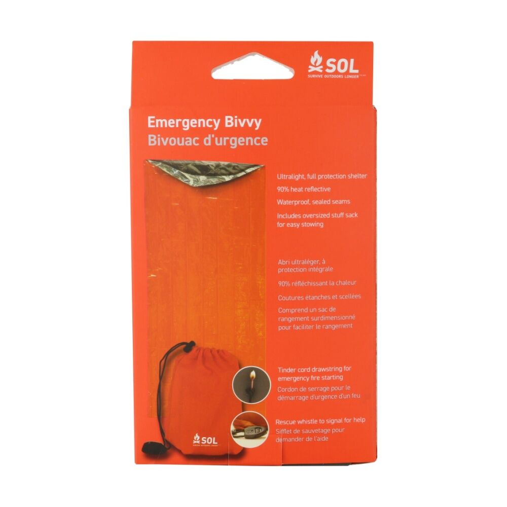 SOL Emergency Bivvy 90 Percent Heat Reflective Waterproof Orange Rescue Whistle