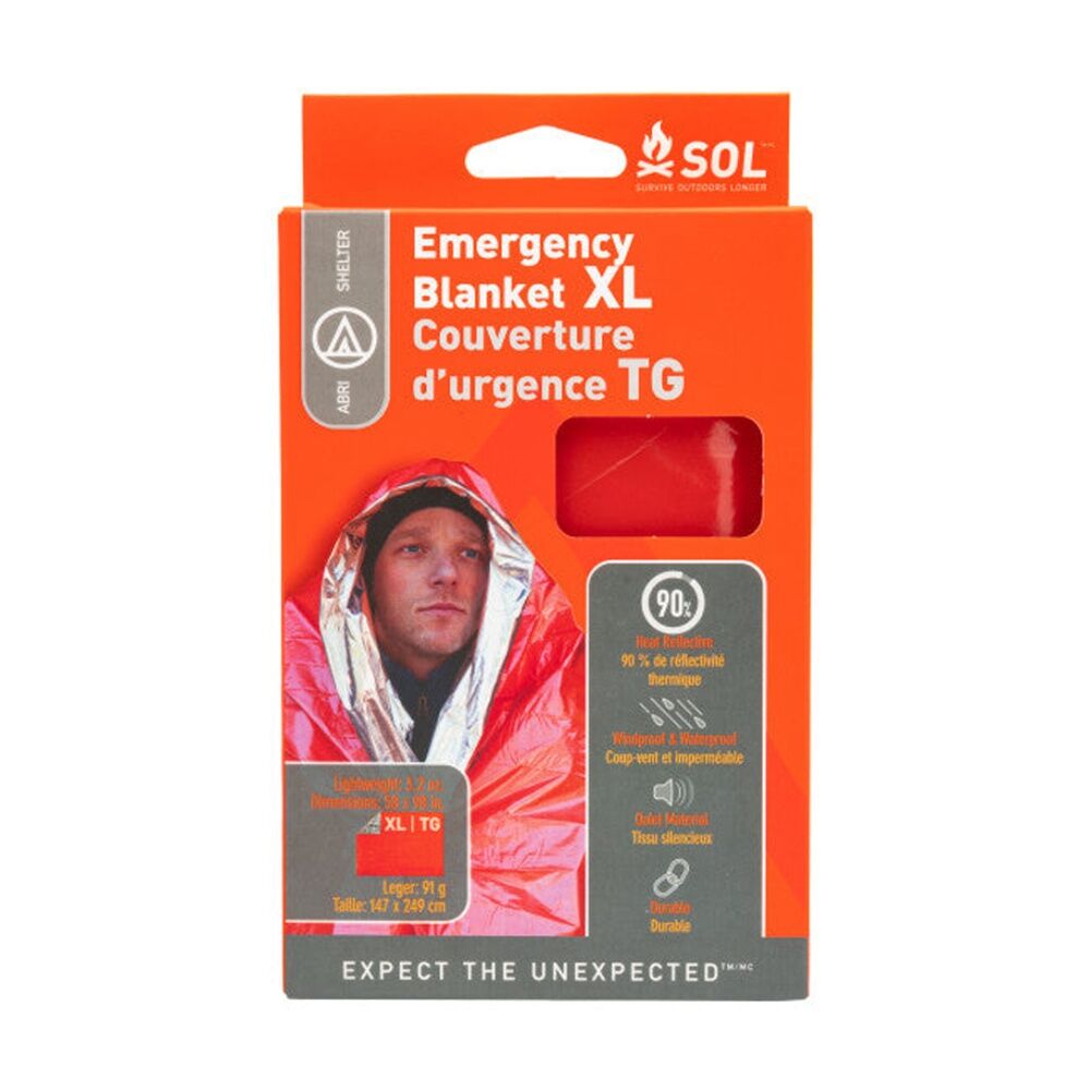4PK SOL Emergency Blanket XL Heat Reflective Orange 147x249cm Durable Waterproof