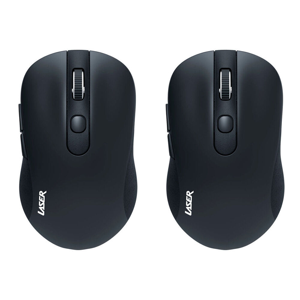 2x Laser Ergonomic Wireless USB Mouse for PC Laptop Desktop Mac Windows Black