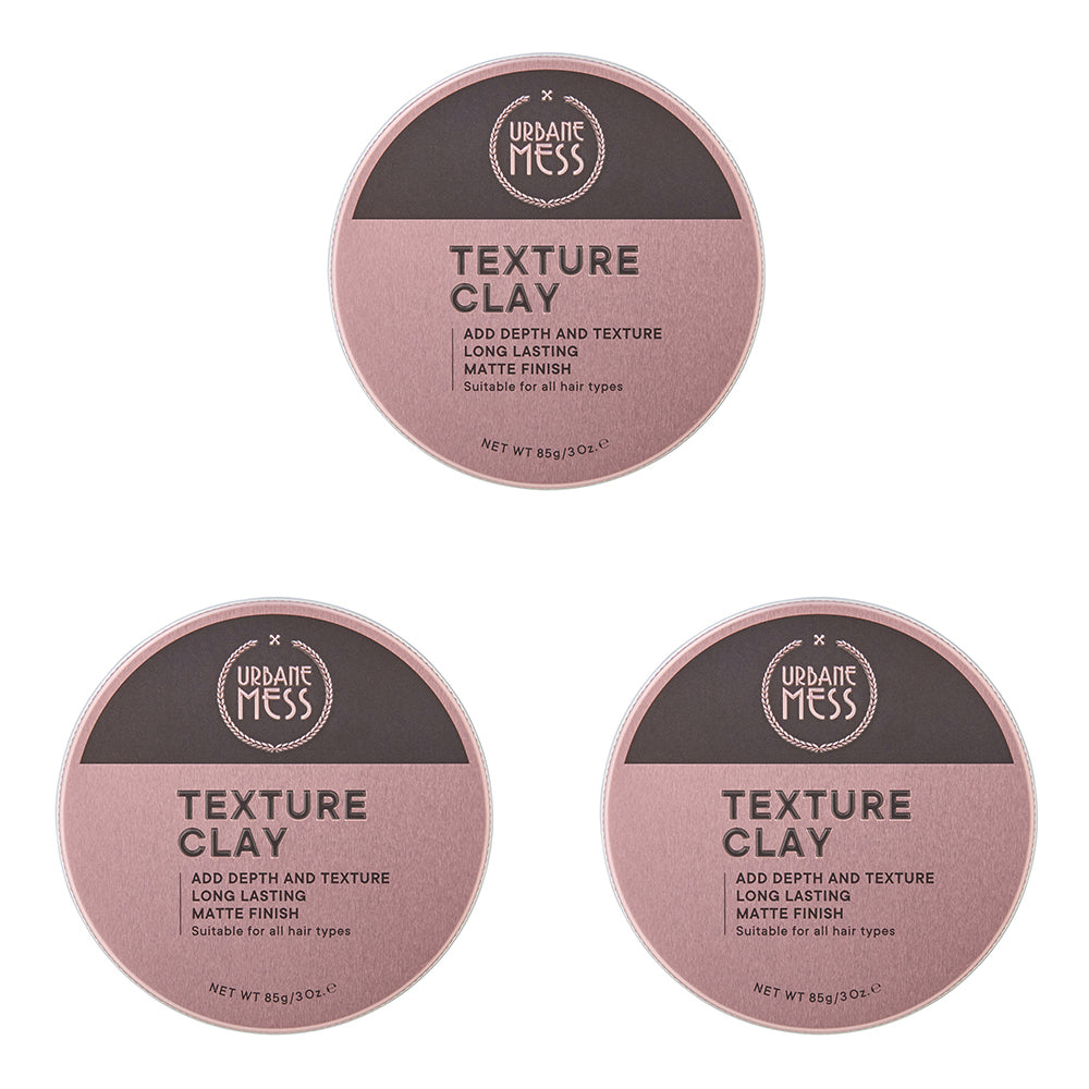 3PK Urbane Mess Texture Clay 85G Hair Care/Styling Gel