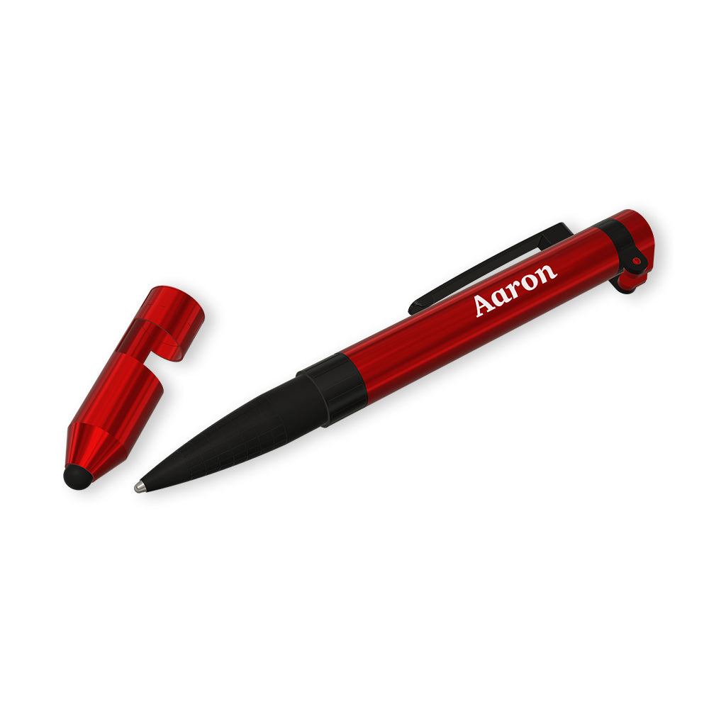 3pc Aaron Metal Multi-Tool Pen 7 In 1 Functions Red Case