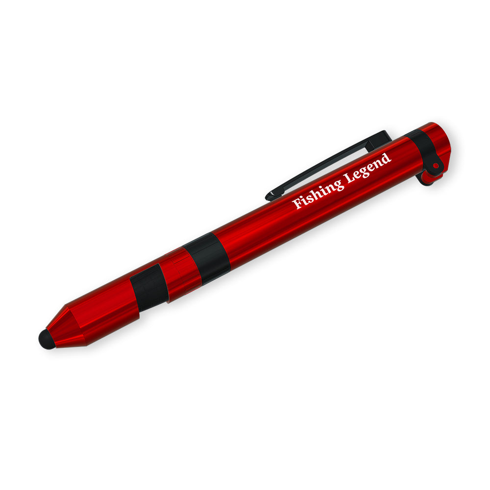 3pc Fishing Legend Multi-Tool Pen 7 In 1 Functions Red Case