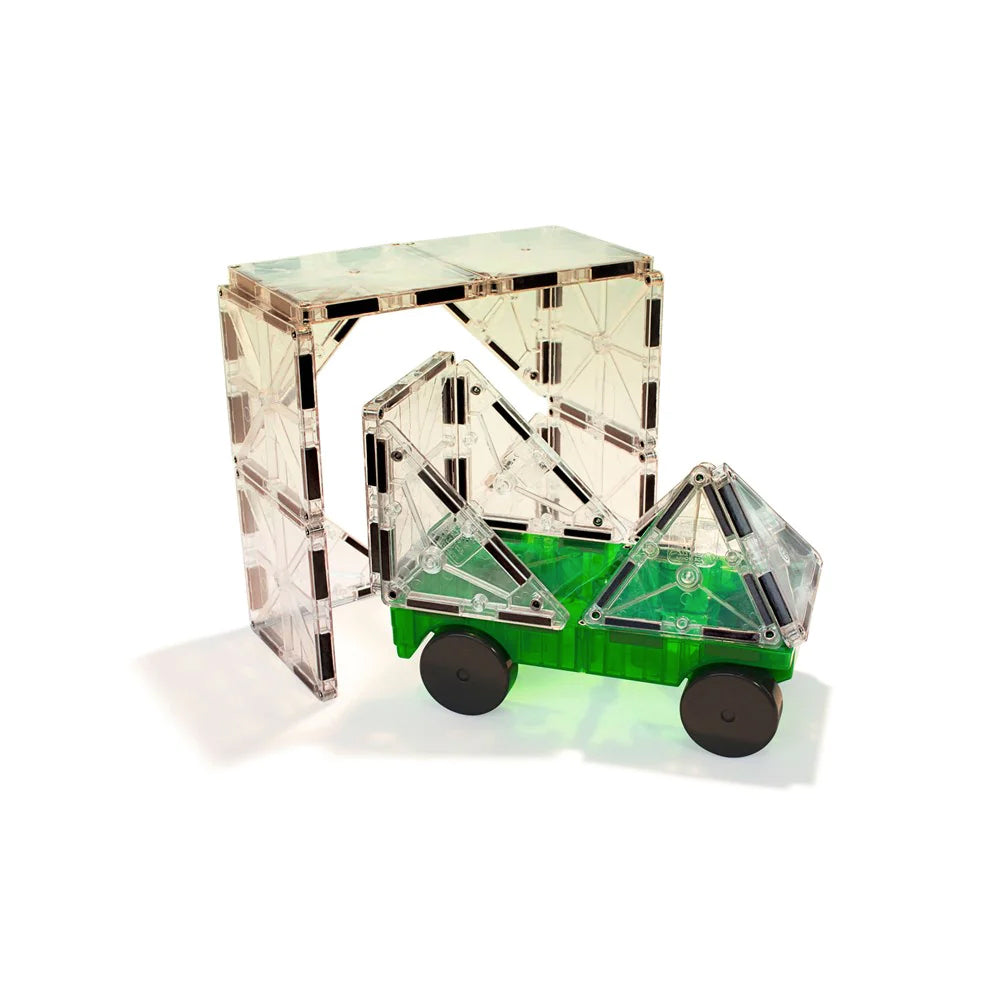 2pc Magna-Tiles Cars Magnetic Construction Toy Expansion Set Green & Yellow 3y+