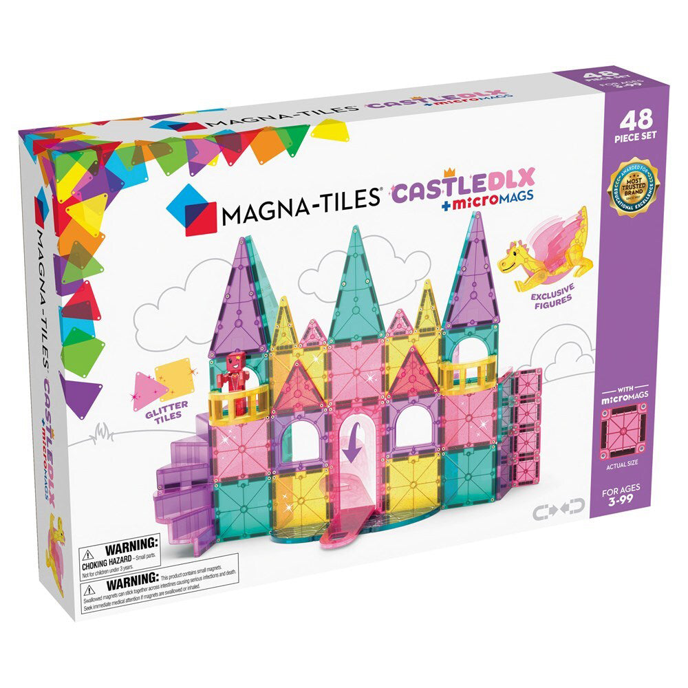 48pc Magna-Tiles Castle DLX + microMAGS Set Building Toy 3y+