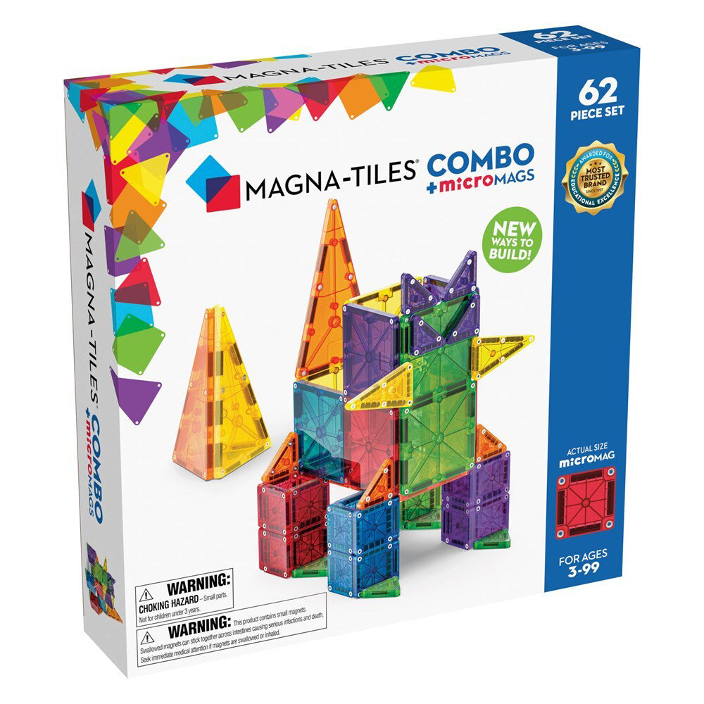 62pc Magna-Tiles Combo + microMAGS Set Building Toy 3y+